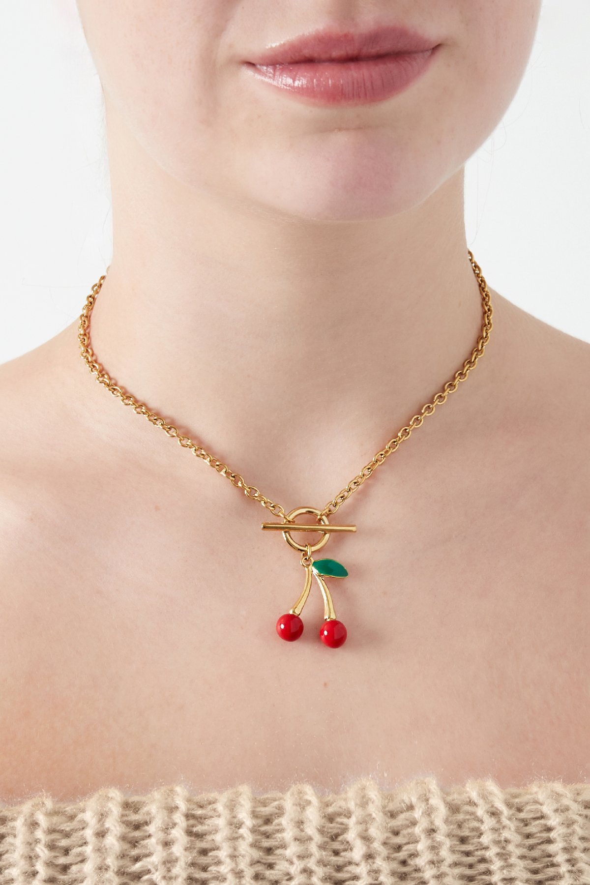 Necklace my cherry - Gold color colored h5 Picture2